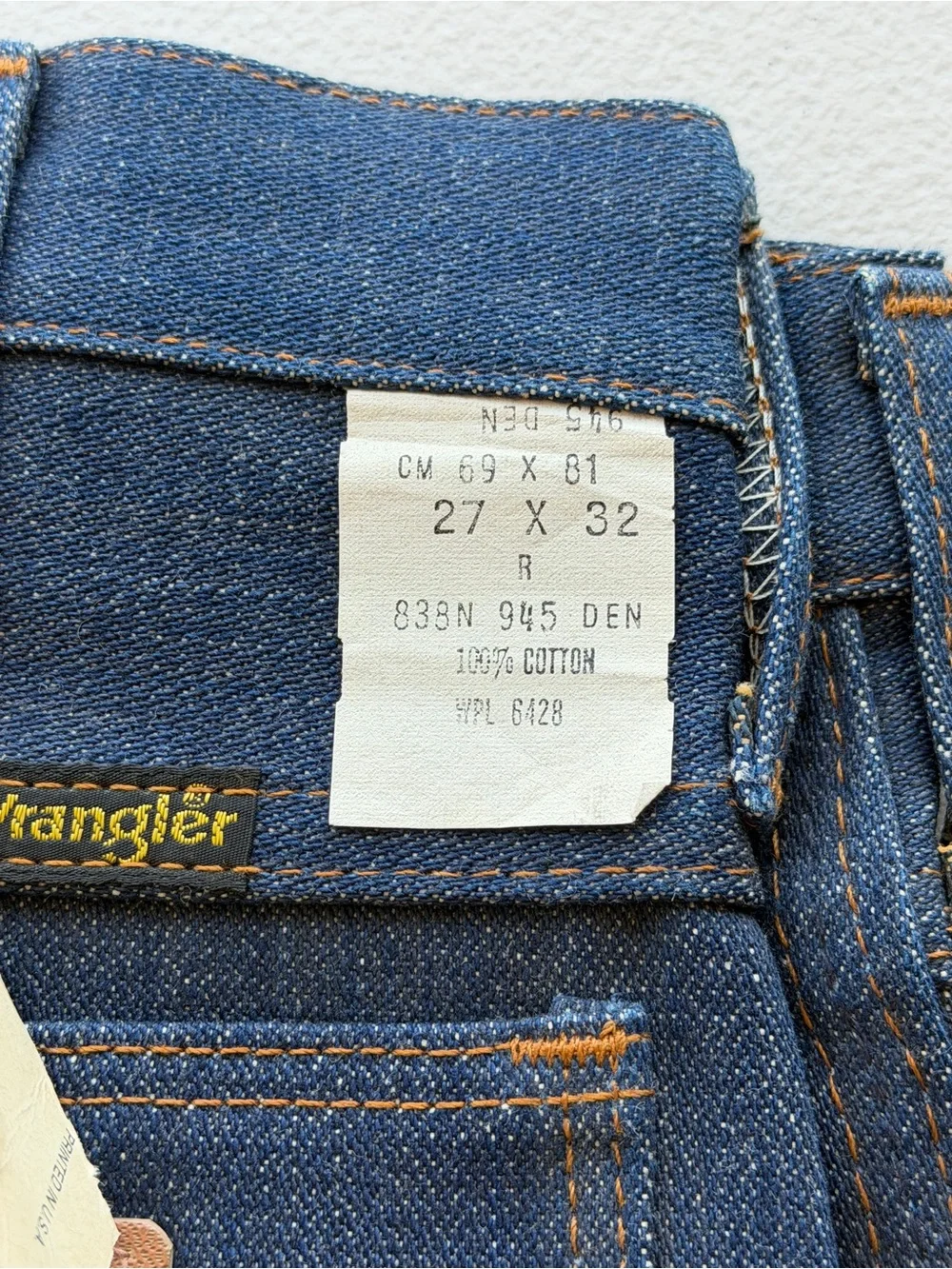 Vintage 70s Wrangler 945 DEN 27x32 Boot Jeans No Fault DEADSTOCK w Tags RARE Men